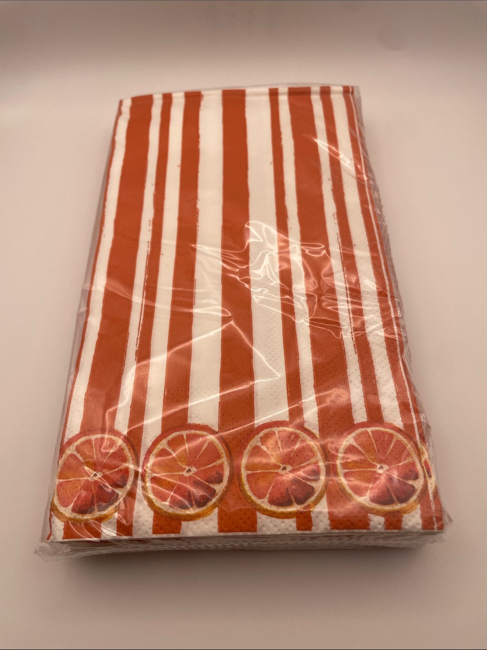 Orange Striped Citrus Party Napkins - Bright Orange (8 packs)